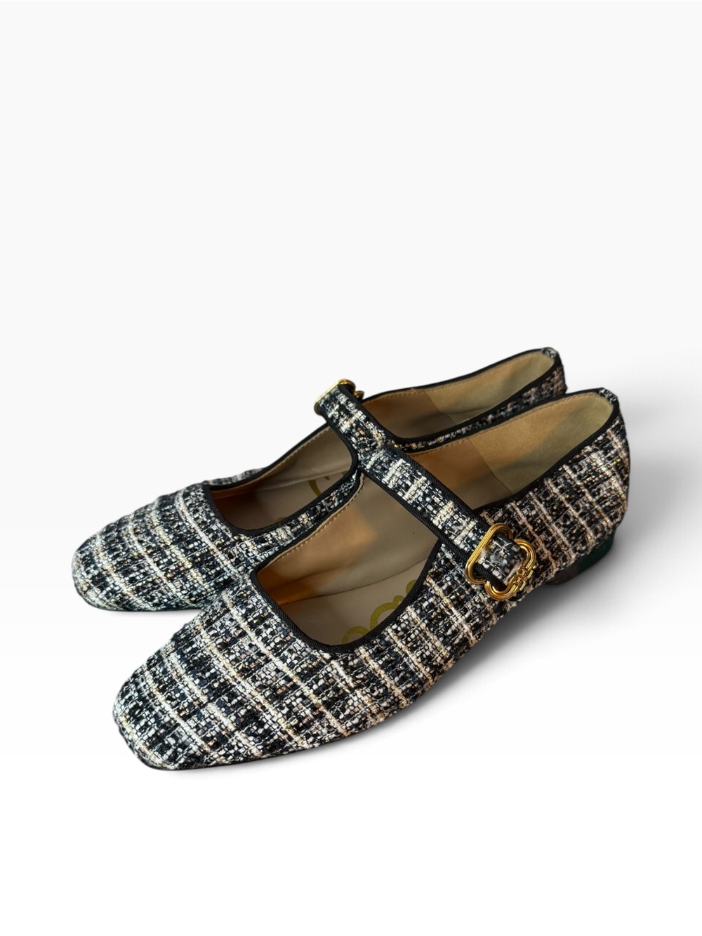 Sam Edelman Michaela Navy Blue Tweed Mary Jane Flats